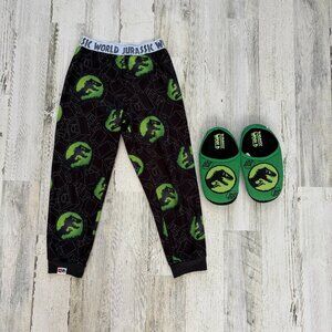 LEGO Jurassic World Little Boys Size 6/7 Pajama Bottoms & Size 13/1 Slippers
